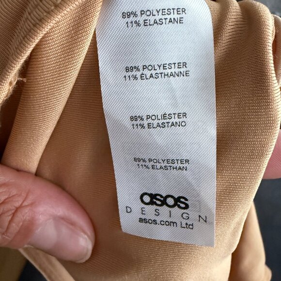 Asos Design Tan Lace-Up Cutout Bodysuit Size M/L Made In Bulgaria - Picture 7 of 7